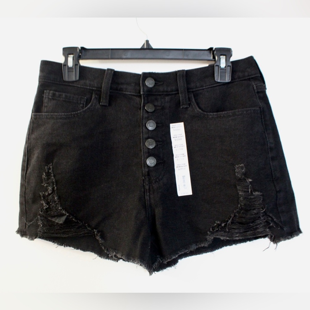 NEW Black High Rise Mom Short Jeans | Black Jeans with Buttons | Size 9/29W